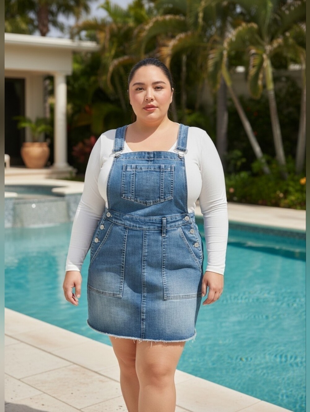 Judy Blue High Waisted Denim Raw Hem Overall Mini Dress Size 3XL  NWT
